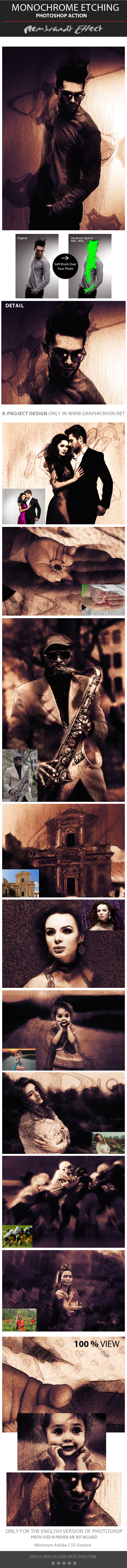 Monochrome Etching Photoshop Action - Photo Effects Actions