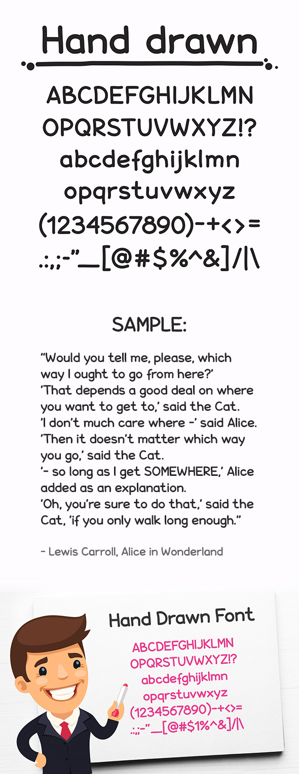 Hand Drawn Letters and Numbers - Handwriting Fonts