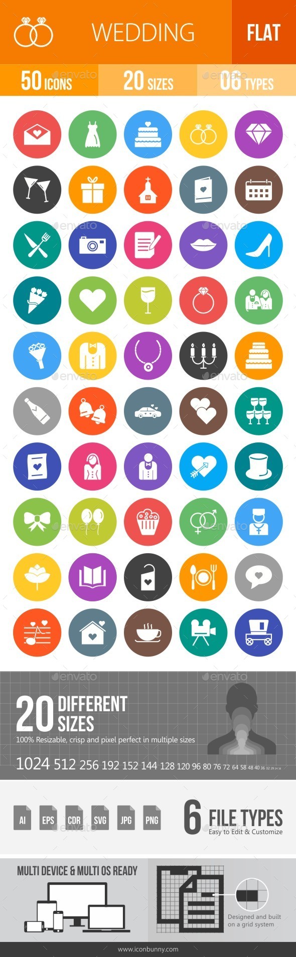 Wedding Flat Round Icons - Icons