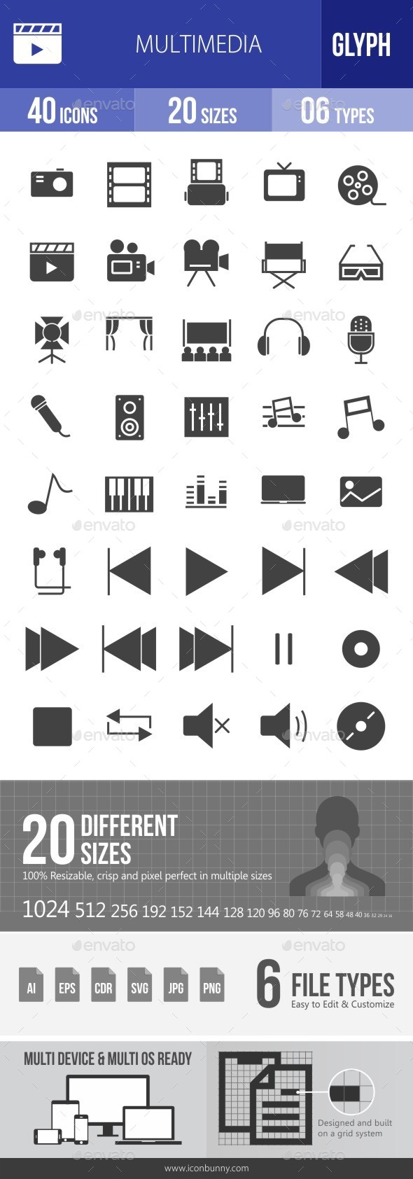 Multimedia Glyph Icons - Icons