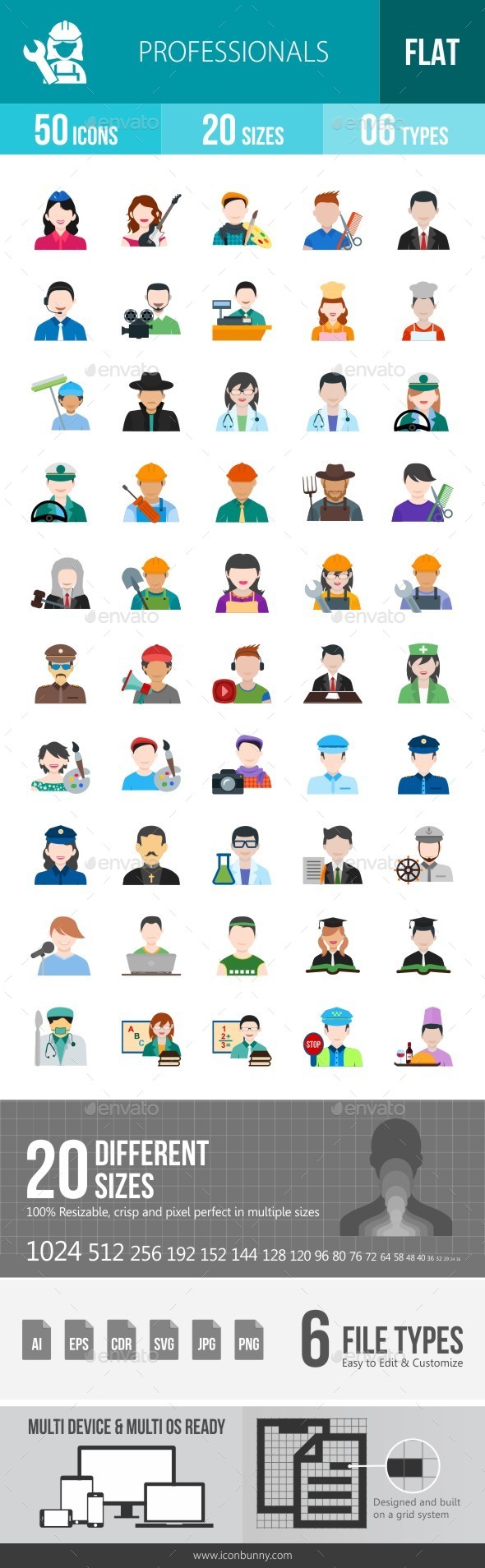 Professionals Flat Multicolor Icons - Icons
