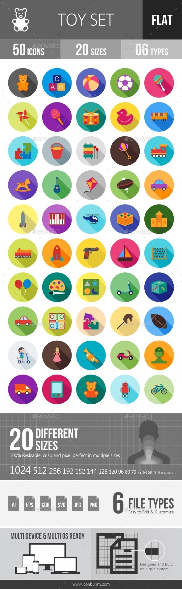 Toys Flat Shadowed Icons - Icons