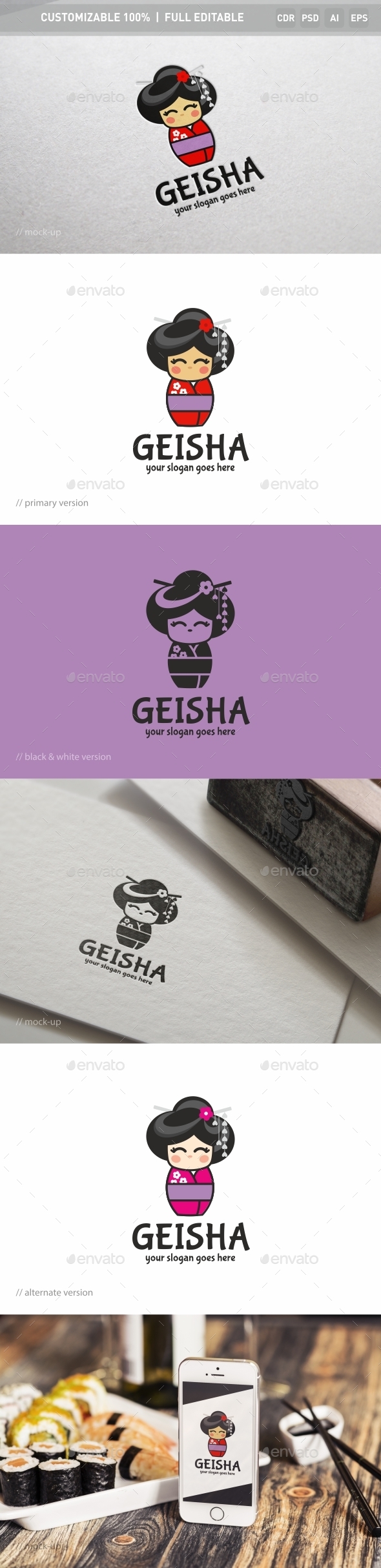 Geisha Logo Template - Objects Logo Templates