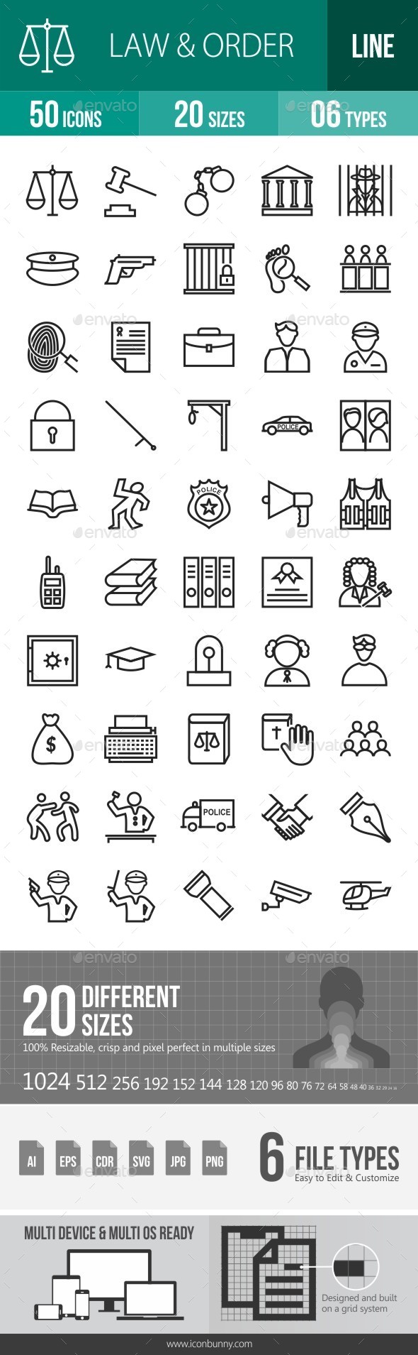 Law & Order Line Icons - Icons