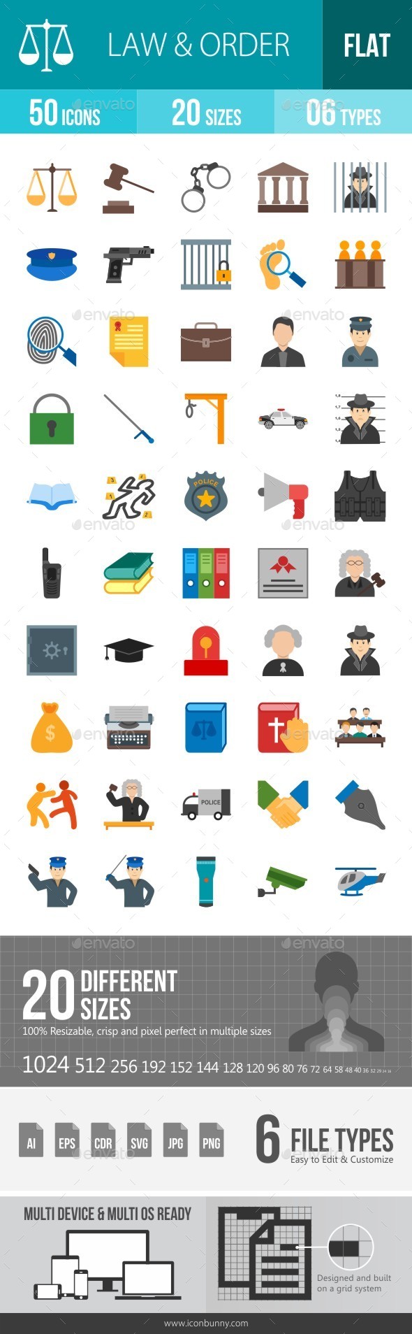 Law & Order Flat Multicolor Icons - Icons
