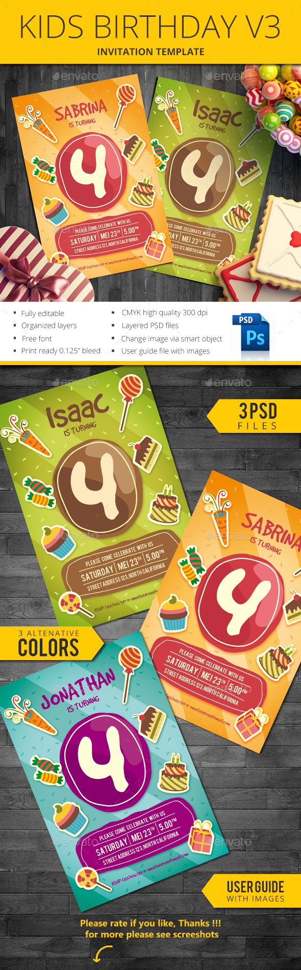 Kid Birthday V3 Template Invitation