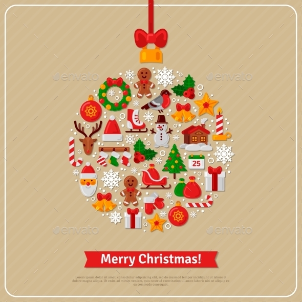 Christmas Ball Assembled from Christmas Icons - Christmas Seasons/Holidays
