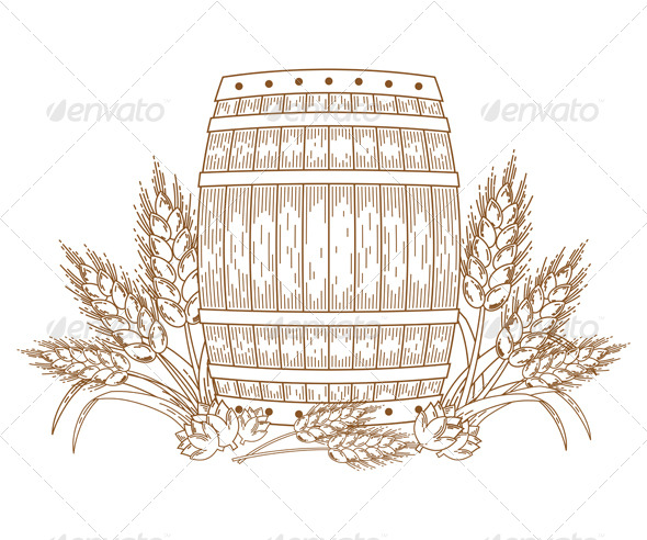 Barrel with wheat ears - Decorative Symbols Decorative