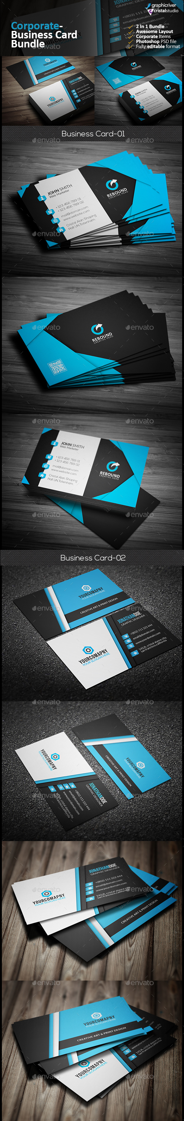 Business Card Bundle 2 in 1 - Corporate Business Cards