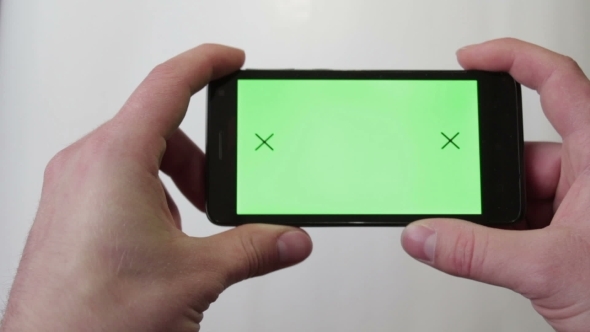 Green Screen Man Hands Using Smartphone Camera 111