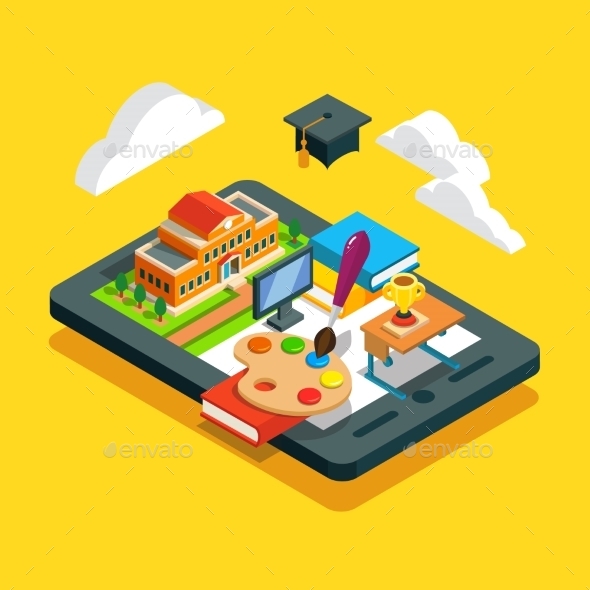 Modern School Classroom Education Concept - Miscellaneous Vectors