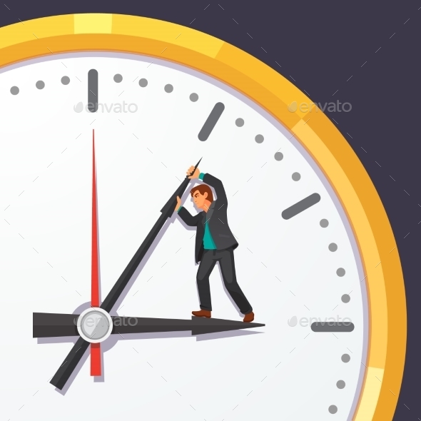 Man in Business Suit Trying to Stop Time - Abstract Conceptual