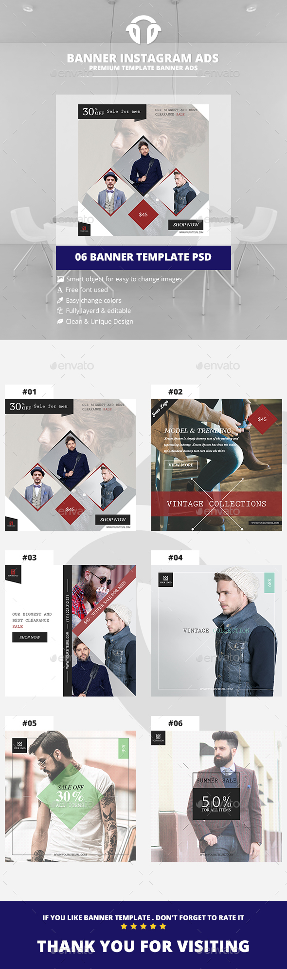 Instagram Banners Ads - Social Media Web Elements