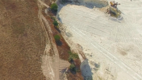 Aerial Limestone Open Pit In Bakhchisarai