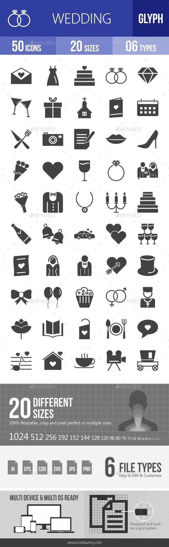 Wedding Glyph Icons - Icons