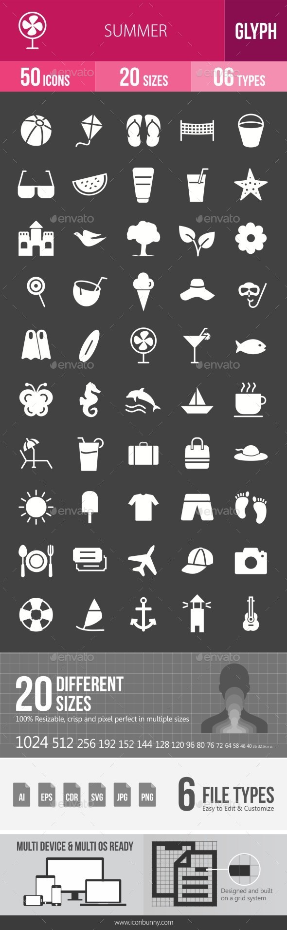 Summer Glyph Inverted Icons - Icons
