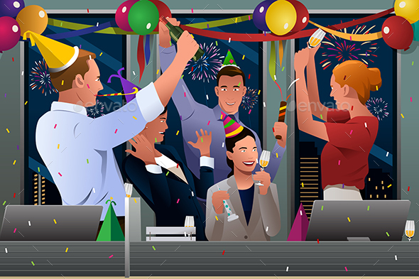 Business People Celebrating New Year - New Year Seasons/Holidays
