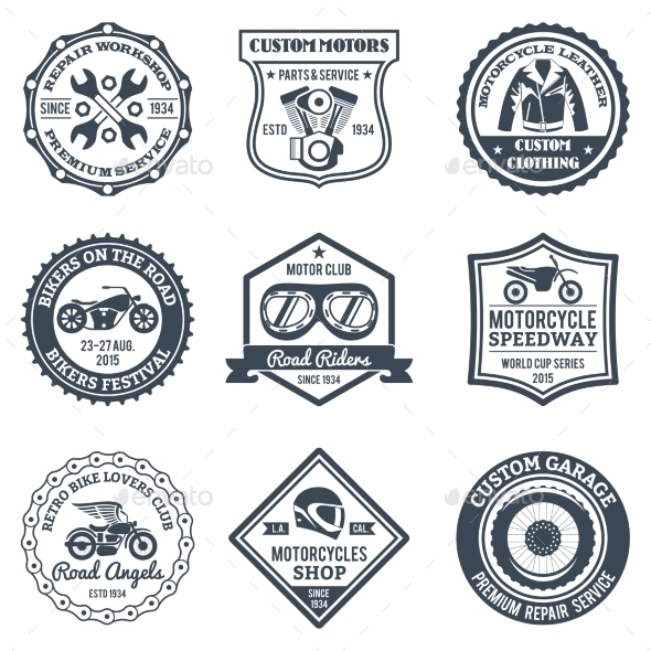 Motorcycle Labels Black