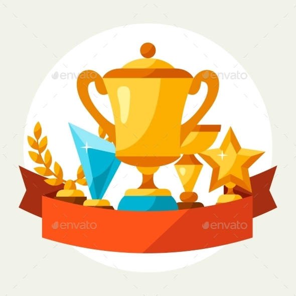 Sport Or Business Background With Award And Trophy - Sports/Activity Conceptual