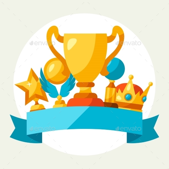 Sport Or Business Background With Award And Trophy - Sports/Activity Conceptual