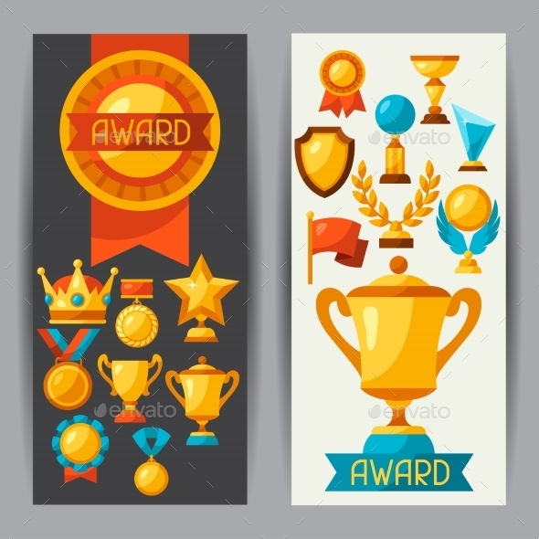 Sport Or Business Banners With Award Icons - Concepts Business
