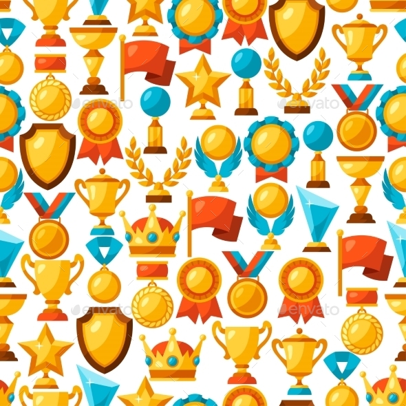Sport Or Business Seamless Pattern With Award - Sports/Activity Conceptual