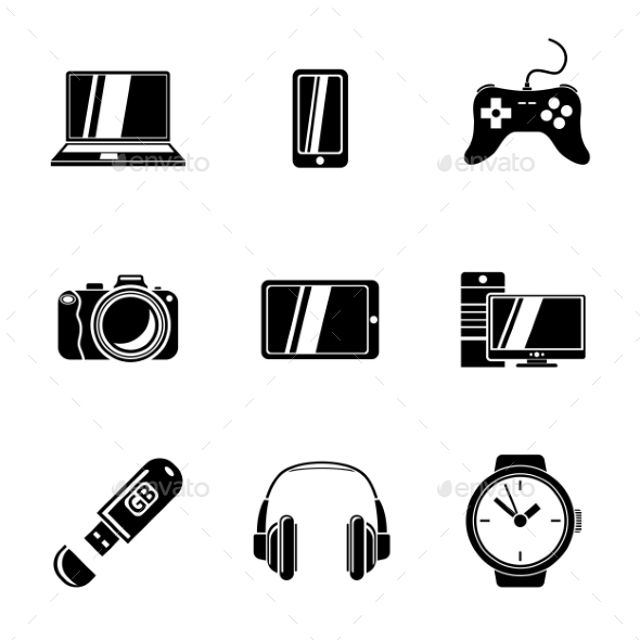 Set Of GADGET Icons With - Notebook, Phone - Icons