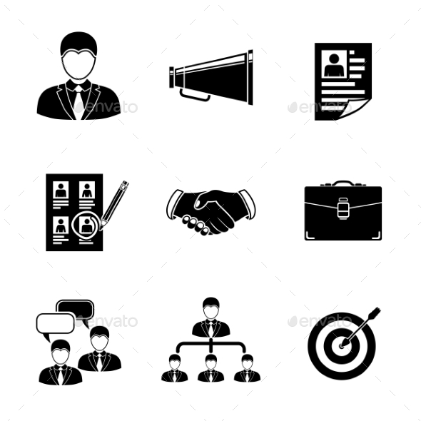 Set Of Head Hunter Icons - Handshake, Resume - Icons