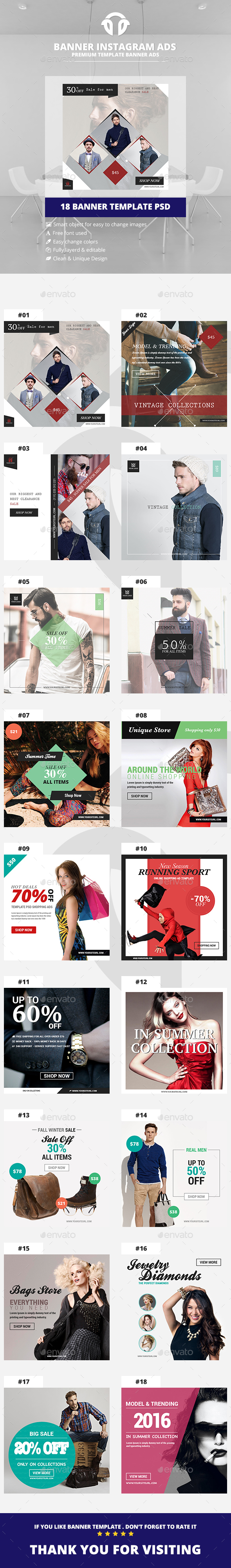 Bundle Instagram Banners Ads - Social Media Web Elements
