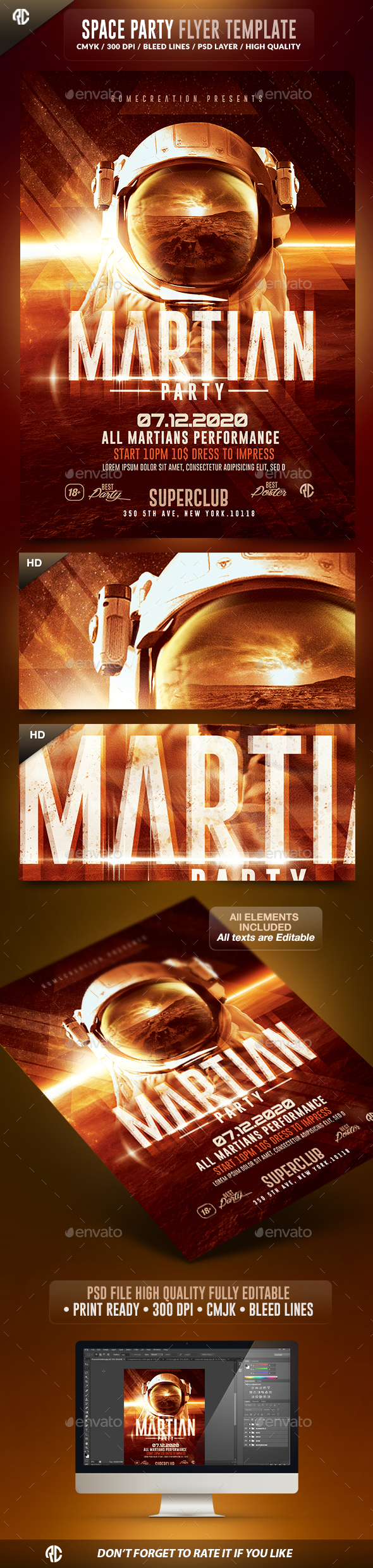 Martian Space Night | Psd Flyer Template - Events Flyers