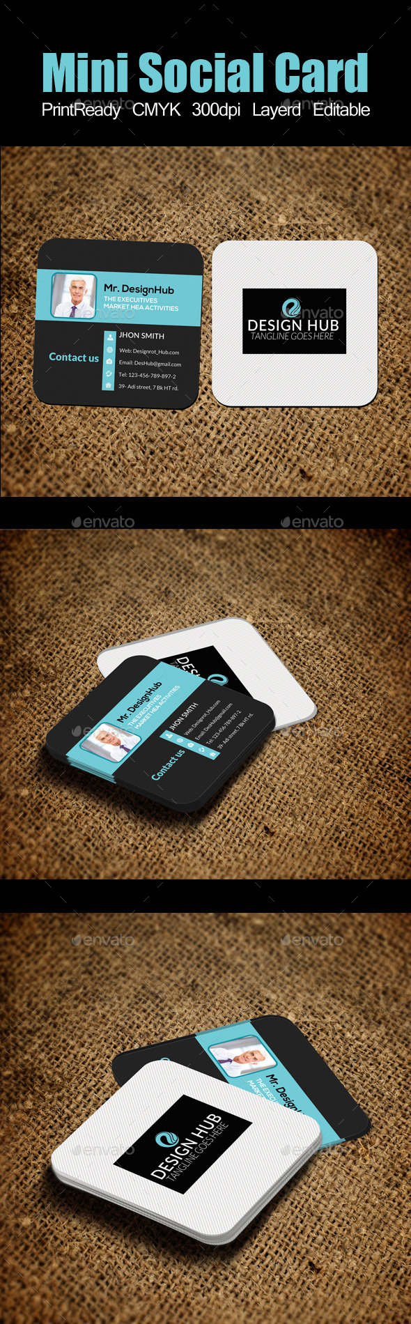 Mini Social Card Template - Business Cards Print Templates
