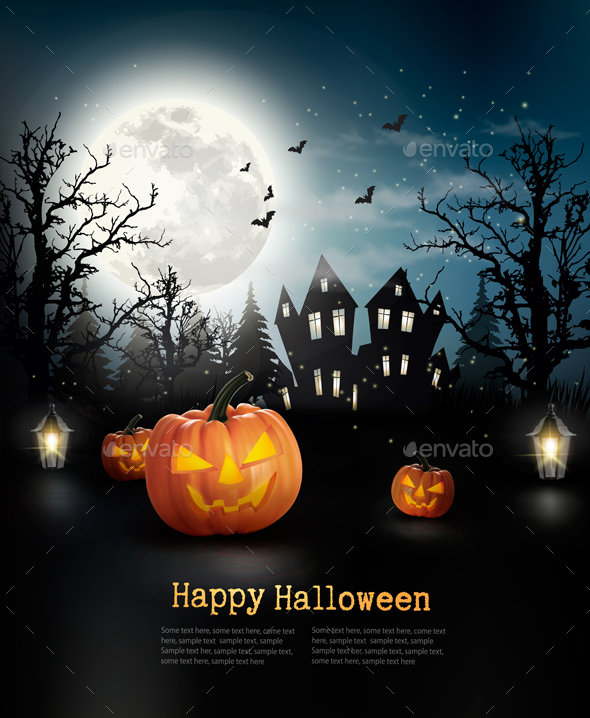 Halloween Spooky Background Vector - Halloween Seasons/Holidays