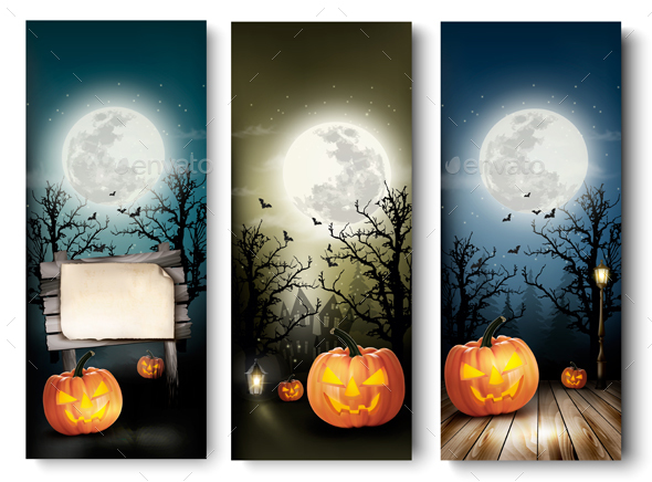 Holiday Halloween Banners with Pumpkins - Halloween Seasons/Holidays