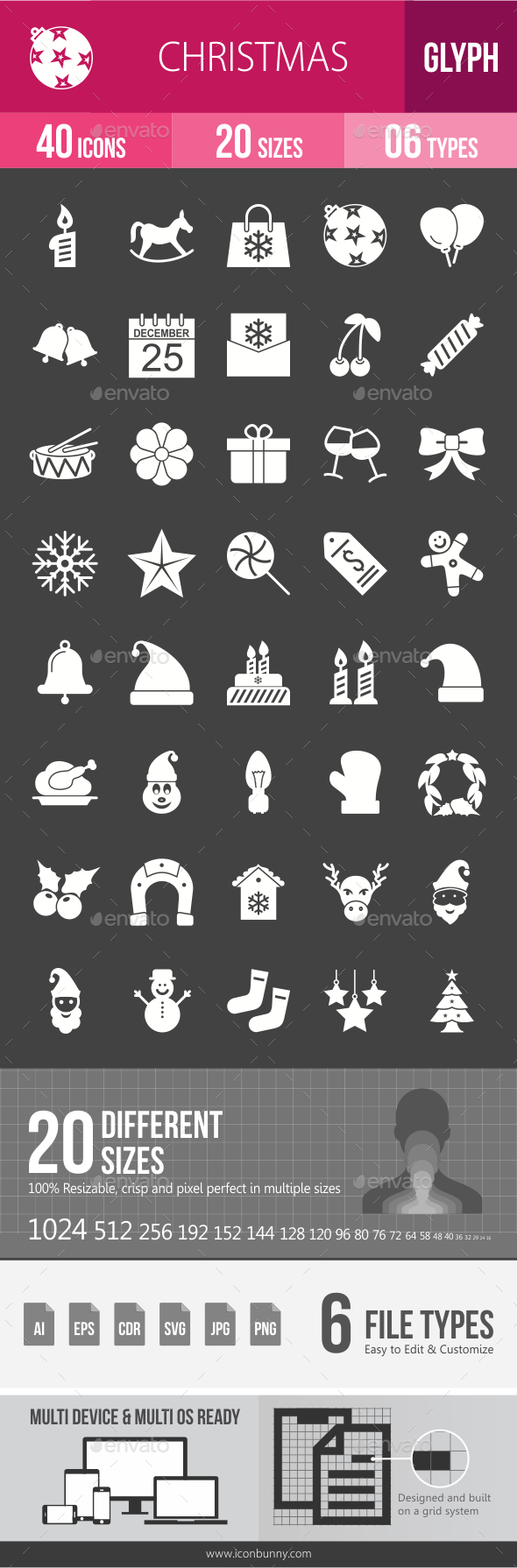 Christmas Glyph Inverted Icons - Icons