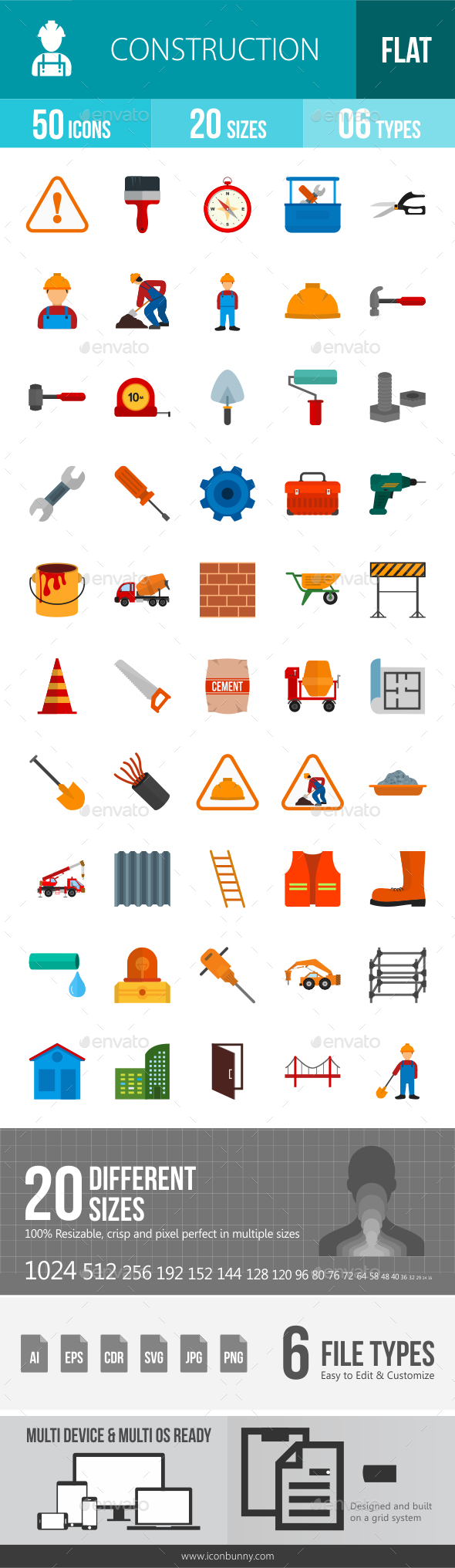 Construction Flat Multicolor Icons - Icons