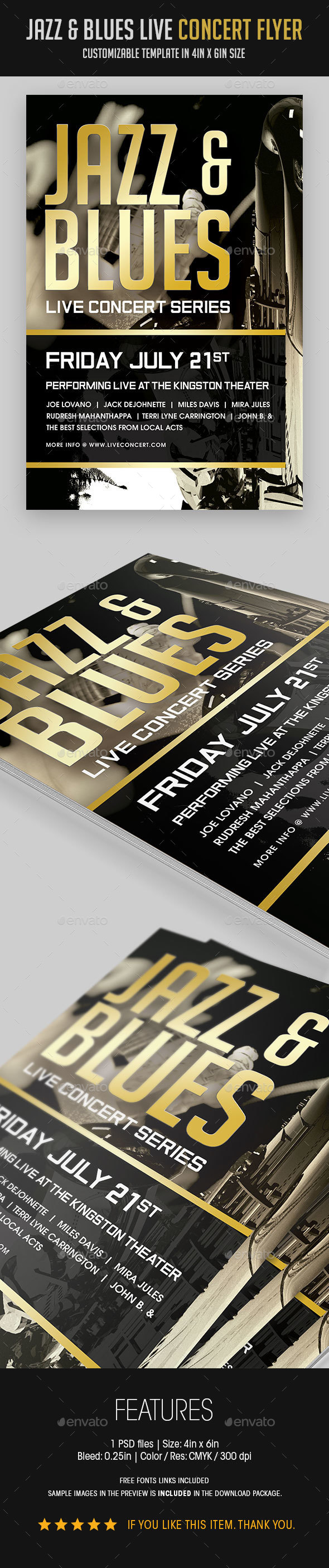 Jazz & Blues Live Concert Flyer - Concerts Events