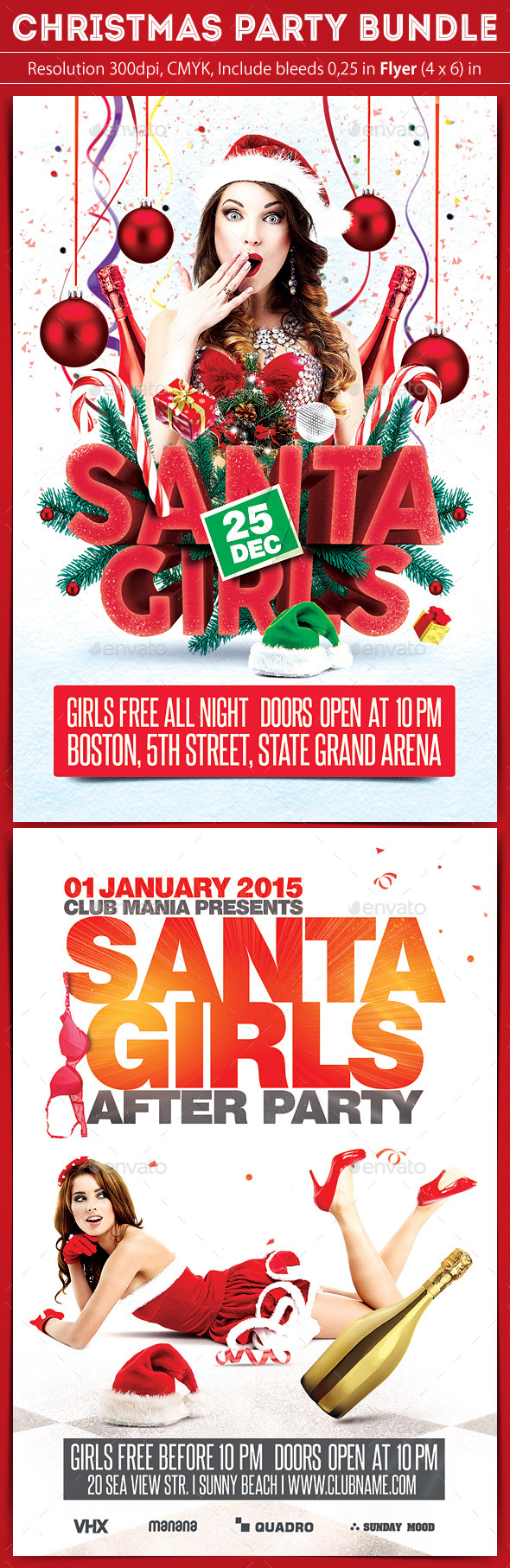 Christmas Flyers Bundle 2 in 1 - Clubs & Parties Events