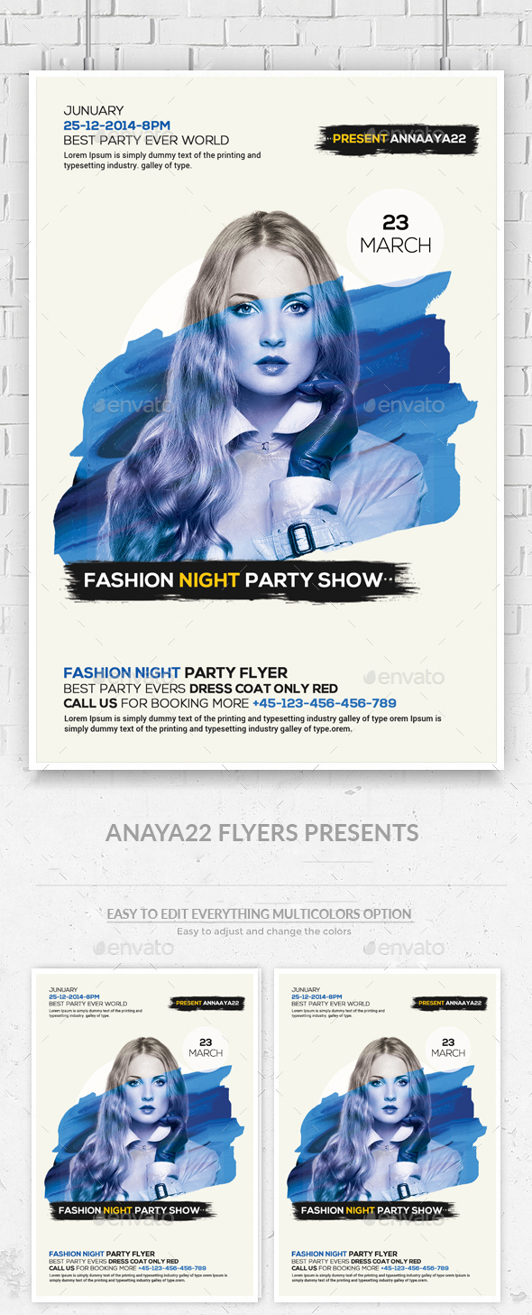 Fashion Night Psd Flyer Template - Clubs & Parties Events