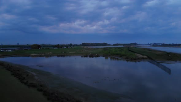 Nature Reserve Of Crezeepolder Łocated In Ridderkerk, South Holland. aerial alt