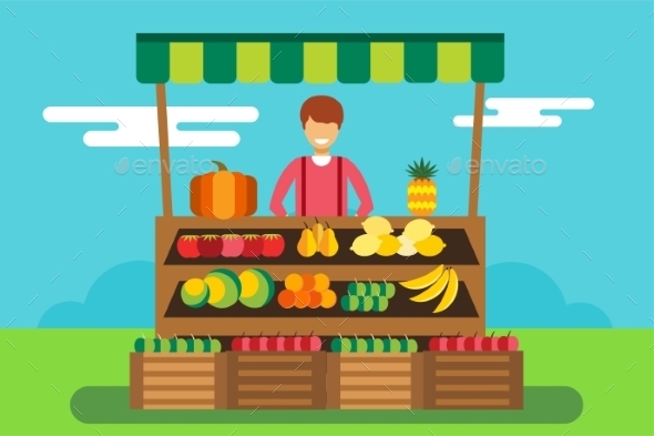 Fruit And Vegetables Shop Stall - Commercial / Shopping Conceptual