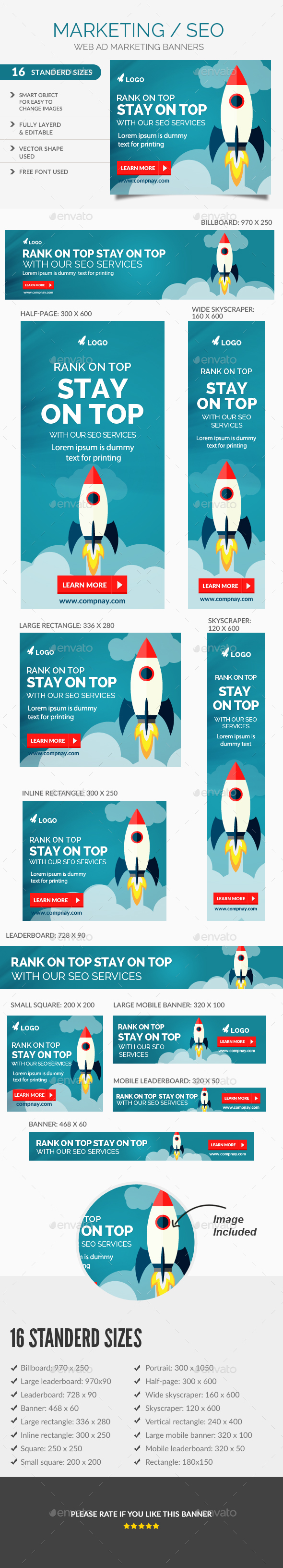 Seo Ad Banners - Banners & Ads Web Elements