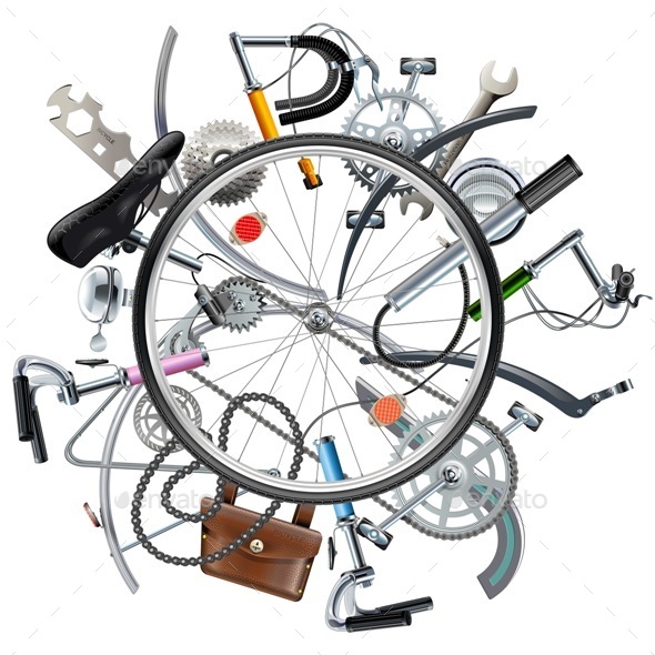 Vector Bicycle Spares Concept with Wheel - Sports/Activity Conceptual