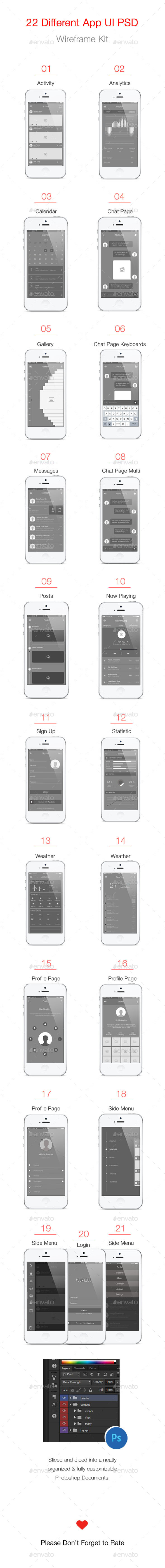 Mobile App Wireframe Ui Kit - User Interfaces Web Elements