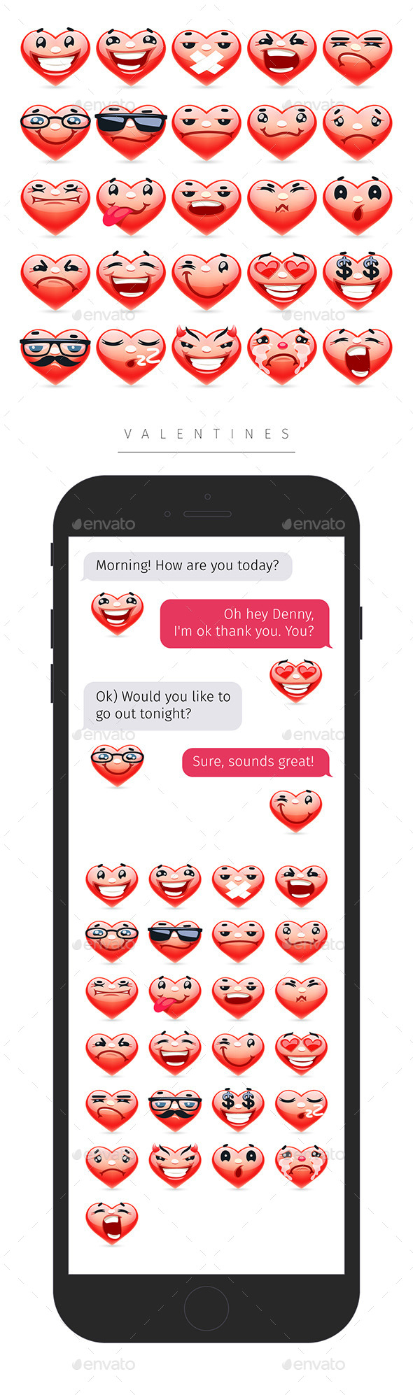 Valentine Heart Emoticons Collection - Valentines Seasons/Holidays