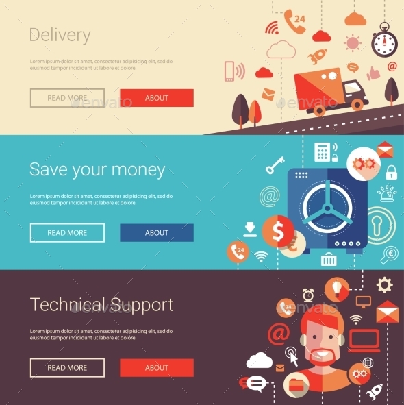 Set Of Modern Flat Design Business Banners - Backgrounds Business