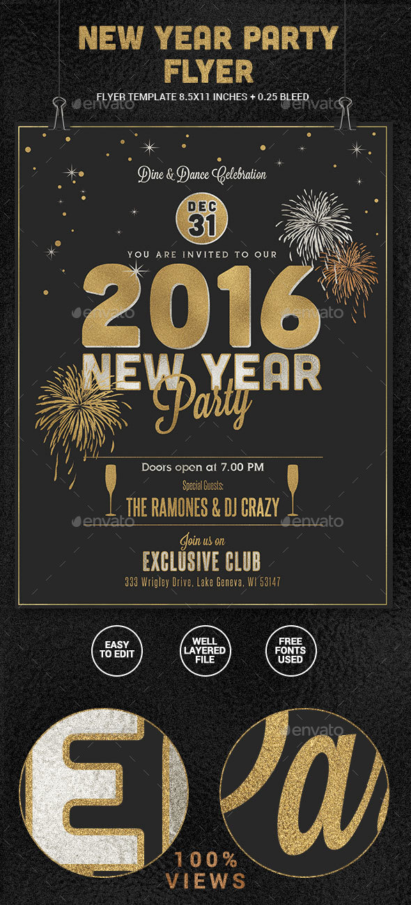 Golden New Year Flyer - Holidays Events