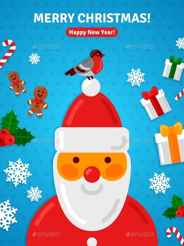 Christmas Greeting Card Poster Concept With Santa - Christmas Seasons/Holidays