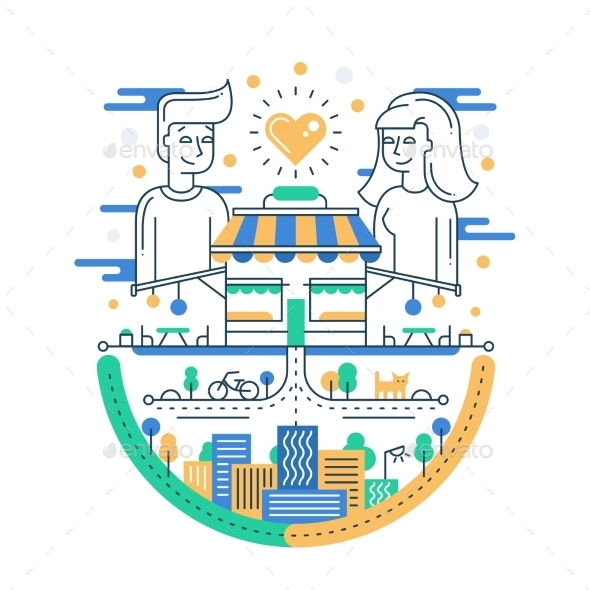 Love In The City Line Design Illustration - Miscellaneous Vectors
