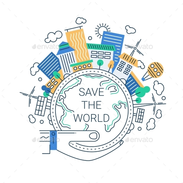 Save the World Line Design Illustration - Miscellaneous Conceptual