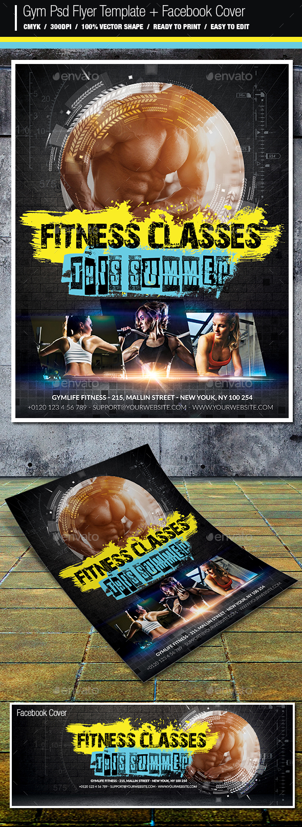 Gym Flyer And Facebook Cover - Corporate Flyers